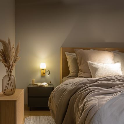 Brilagi - Светодиодная гибкая настенная лампа NUBILA WOOD 1xE27/25W/230V + LED/3W дуб/белый