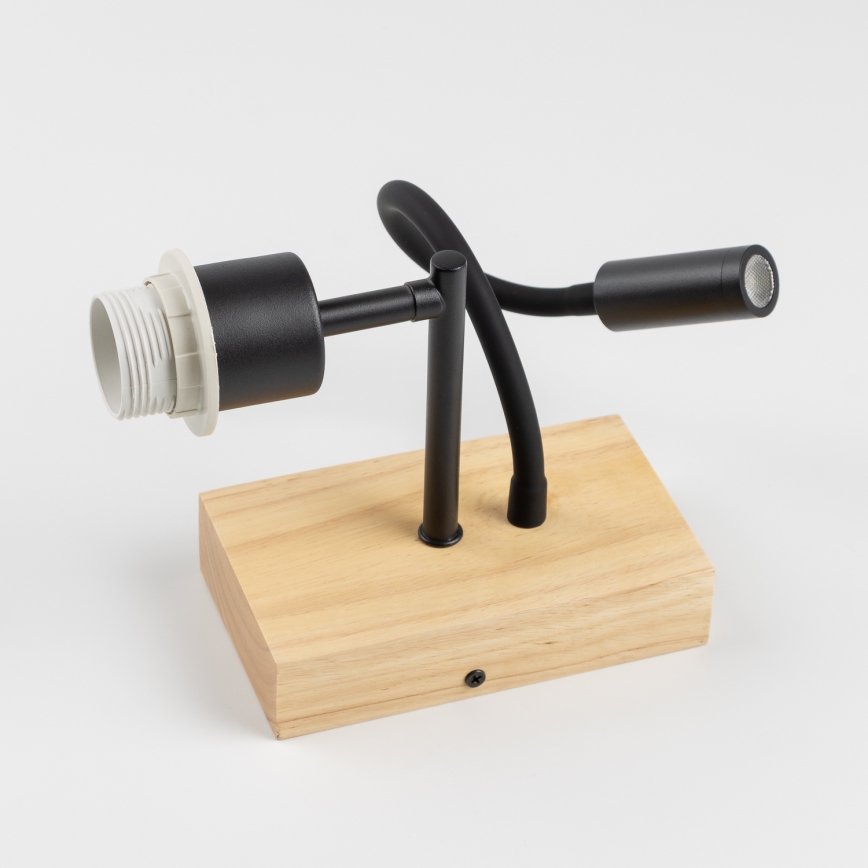 Brilagi - Светодиодная гибкая настенная лампа NUBILA WOOD 1xE27/25W/230V + LED/3W дуб/черный
