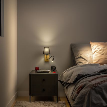 Brilagi - Светодиодная гибкая настенная лампа NUBILA WOOD 1xE27/25W/230V + LED/3W дуб/черный