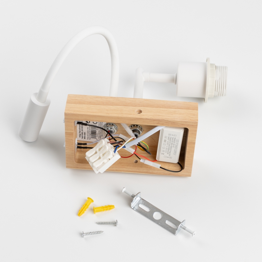 Brilagi - Светодиодная гибкая настенная лампа NUBILA WOOD 1xE27/25W/230V + LED/3W дуб/фиолетовый