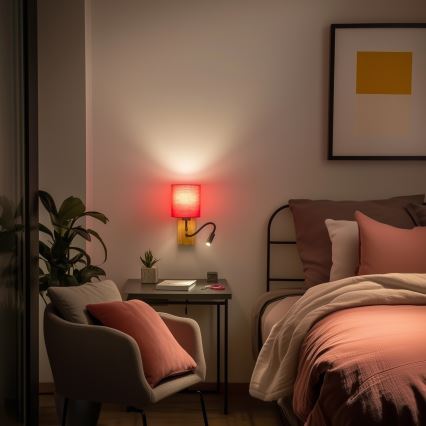 Brilagi - Светодиодная гибкая настенная лампа NUBILA WOOD 1xE27/25W/230V + LED/3W дуб/розовый