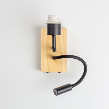 Brilagi - Светодиодная гибкая настенная лампа NUBILA WOOD 1xE27/25W/230V + LED/3W дуб/коричневый