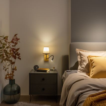 Brilagi - Светодиодная гибкая настенная лампа NUBILA WOOD 1xE27/25W/230V + LED/3W дуб/коричневый