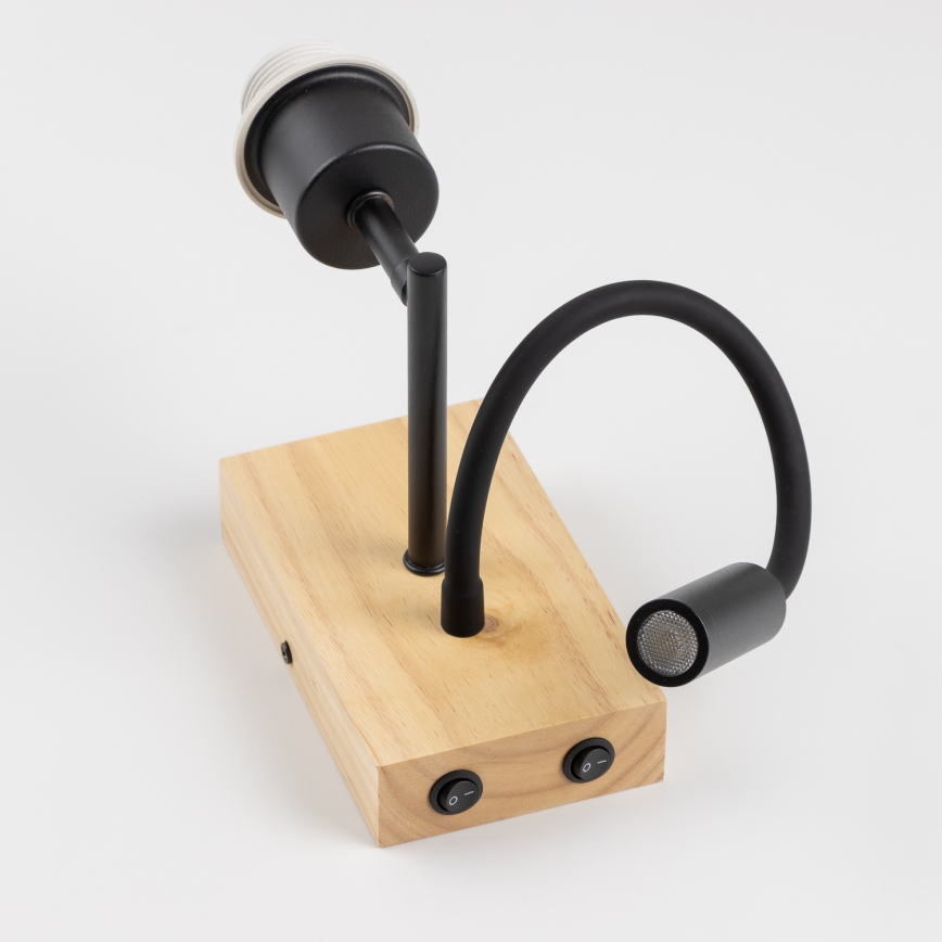 Brilagi - Светодиодная гибкая настенная лампа NUBILA WOOD 1xE27/25W/230V + LED/3W дуб/коричневый