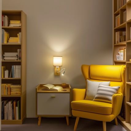 Brilagi - Светодиодная гибкая настенная лампа NUBILA WOOD 1xE27/25W/230V + LED/3W дуб/коричневый