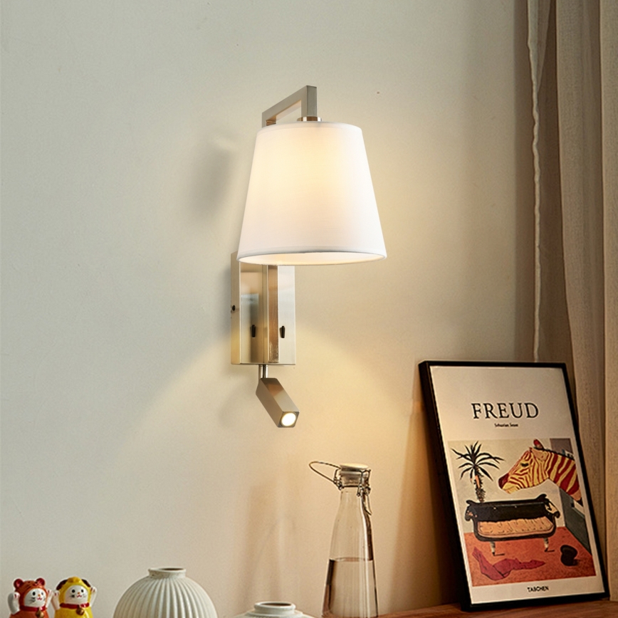Brilagi - Светодиодная настенная лампа RAYA 1xE14/40W/230V + LED/3W белый/матовый хром