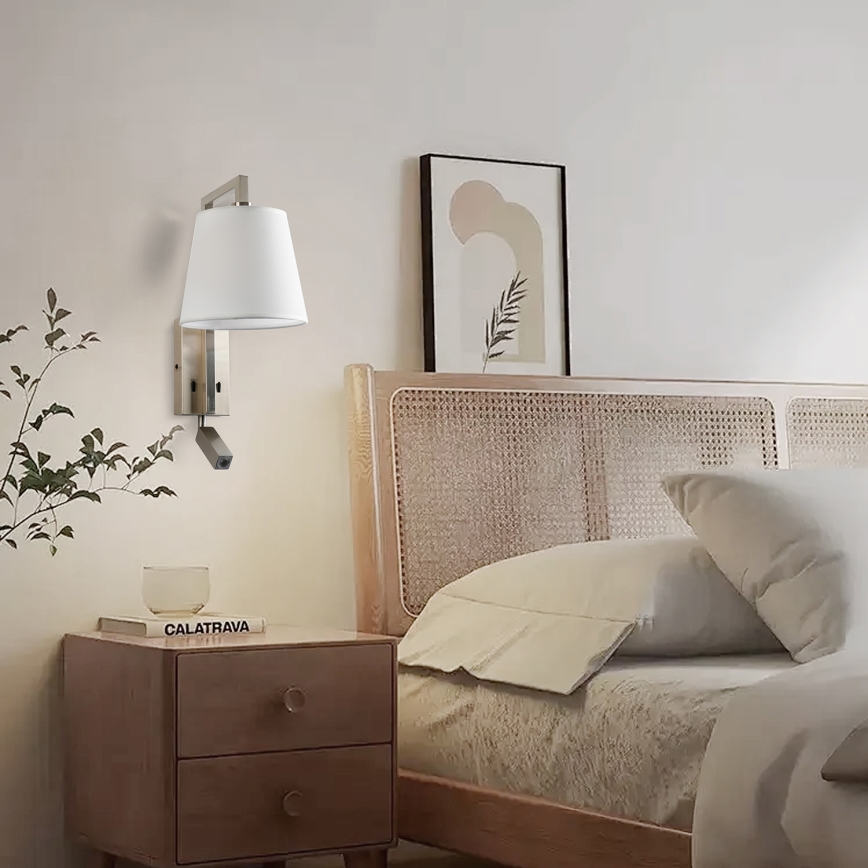 Brilagi - Светодиодная настенная лампа RAYA 1xE14/40W/230V + LED/3W белый/матовый хром