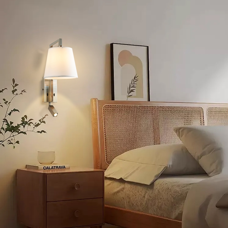 Brilagi - Светодиодная настенная лампа RAYA 1xE14/40W/230V + LED/3W белый/матовый хром