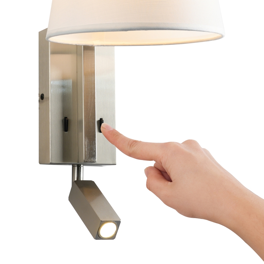 Brilagi - Светодиодная настенная лампа RAYA 1xE14/40W/230V + LED/3W белый/матовый хром