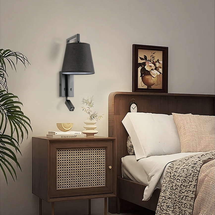 Brilagi - Светодиодная настенная лампа RAYA 1xE14/40W/230V + LED/3W черный