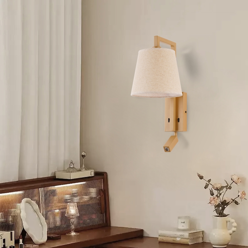 Brilagi - Светодиодная настенная лампа RAYA 1xE14/40W/230V + LED/3W лен/бежевый