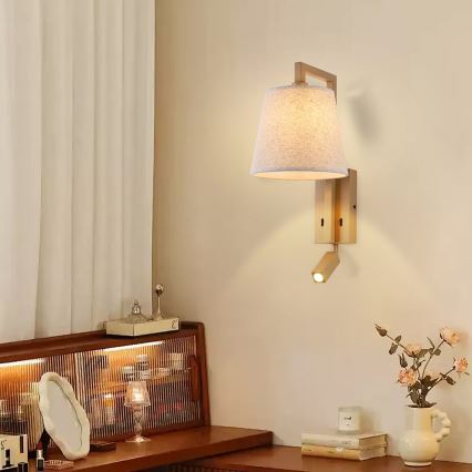 Brilagi - Светодиодная настенная лампа RAYA 1xE14/40W/230V + LED/3W лен/бежевый