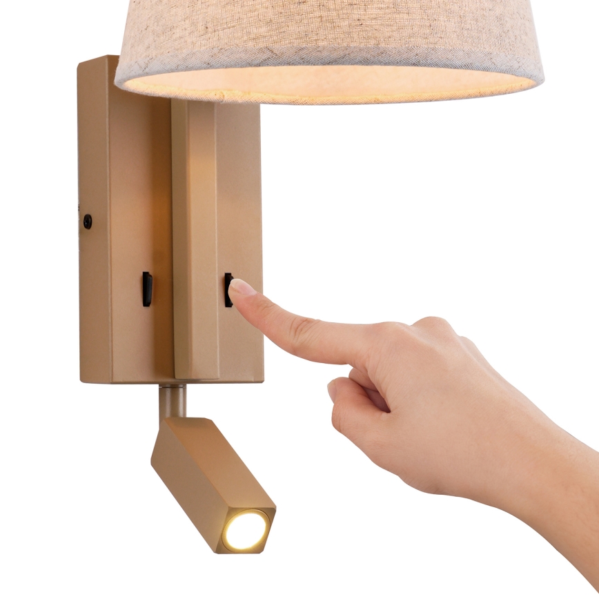 Brilagi - Светодиодная настенная лампа RAYA 1xE14/40W/230V + LED/3W лен/бежевый