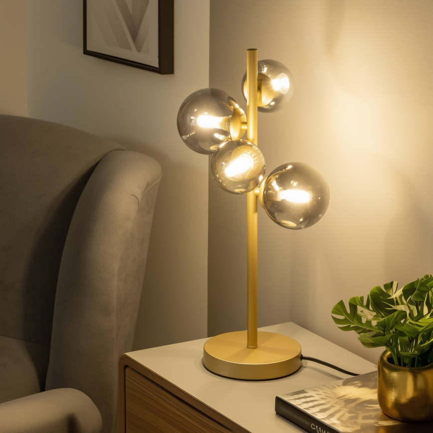 Brilagi - Светодиодная настольная лампа MILLA 4xG9/3W/230V золотистый/дымчатый