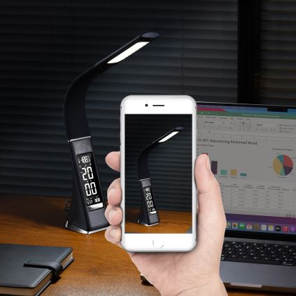 Brilagi - Светодиодная настольная лампа с регулированием яркости и дисплеем PELLE LED/7W/230V черный