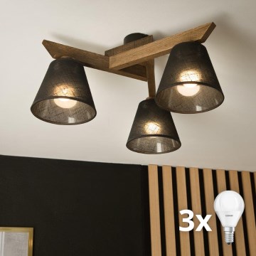 Brilagi - Светодиодная накладная люстра ANTHONY 3xE14/40W/230V дуб орех/черный