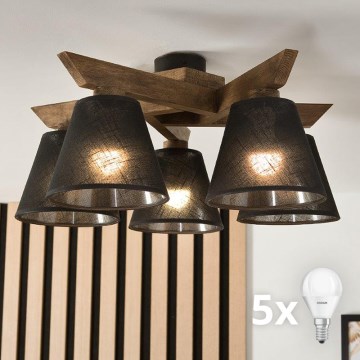 Brilagi - Светодиодная накладная люстра ANTHONY 5xE14/40W/230V дуб орех/черный