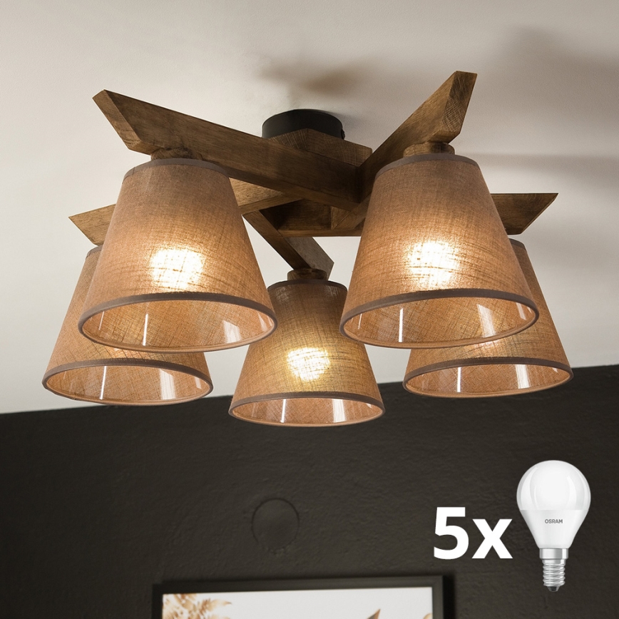 Brilagi - Светодиодная накладная люстра ANTHONY 5xE14/40W/230V дуб орех/коричневый