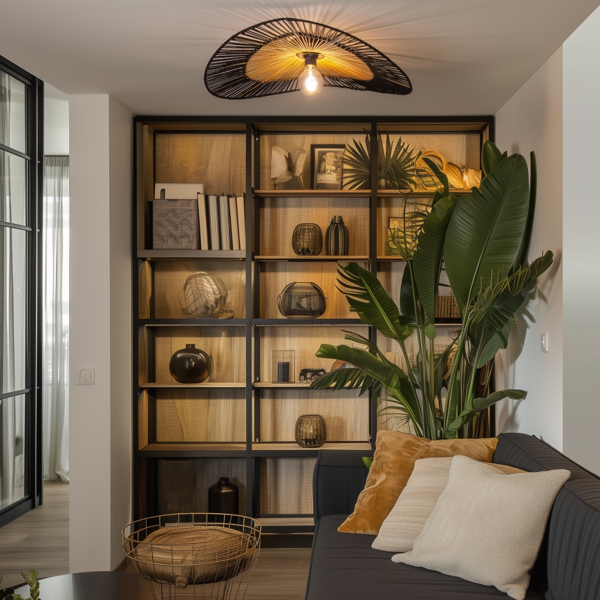 Brilagi - Светодиодная накладная люстра CERIA BOHO 1xE27/40W/230V диам. 80 см черный/коричневый