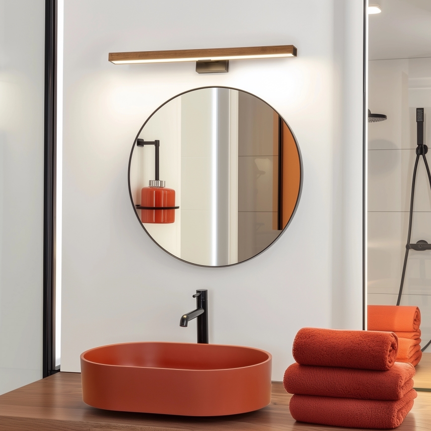 Brilagi - Светодиодная подсветка для зеркала в ванной комнате WOODY MIRROR LED/12W/230V 60 см IP44 дуб вишня/черный