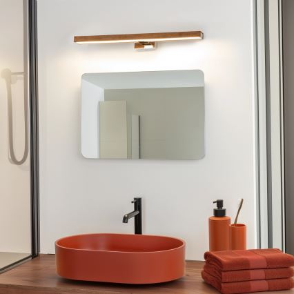 Brilagi - Светодиодная подсветка для зеркала в ванной комнате WOODY MIRROR LED/12W/230V 60 см IP44 дуб вишня/блестящий хром