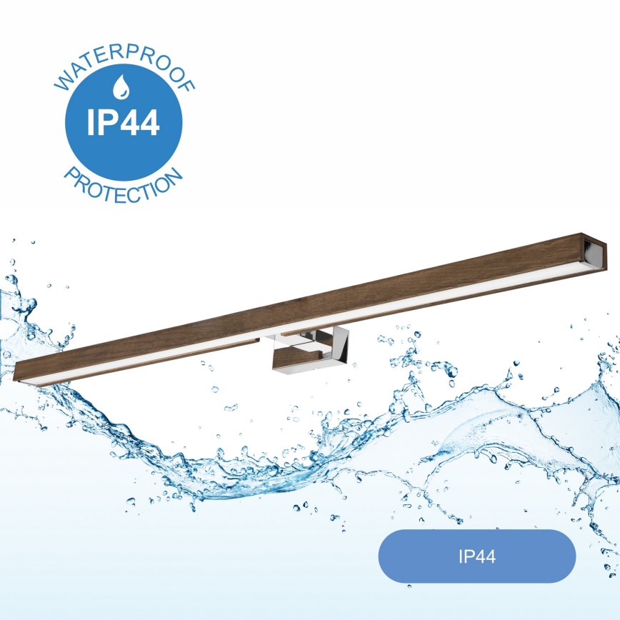 Brilagi - Светодиодная подсветка для зеркала в ванной комнате WOODY MIRROR LED/15W/230V 90 см IP44 дуб орех/блестящий хром
