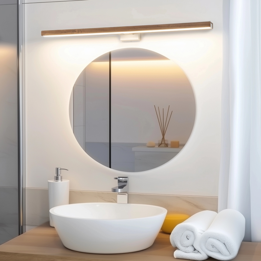 Brilagi - Светодиодная подсветка для зеркала в ванной комнате WOODY MIRROR LED/15W/230V 90 см IP44 дуб вишня/белый