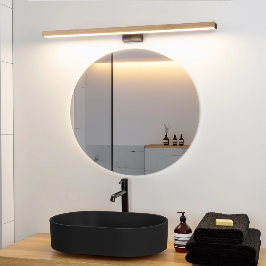 Brilagi - Светодиодная подсветка для зеркала в ванной комнате WOODY MIRROR LED/15W/230V 90 см IP44 дуб/черный