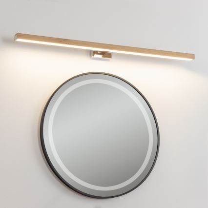 Brilagi - Светодиодная подсветка для зеркала в ванной комнате WOODY MIRROR LED/15W/230V 90 см IP44 дуб/блестящий хром