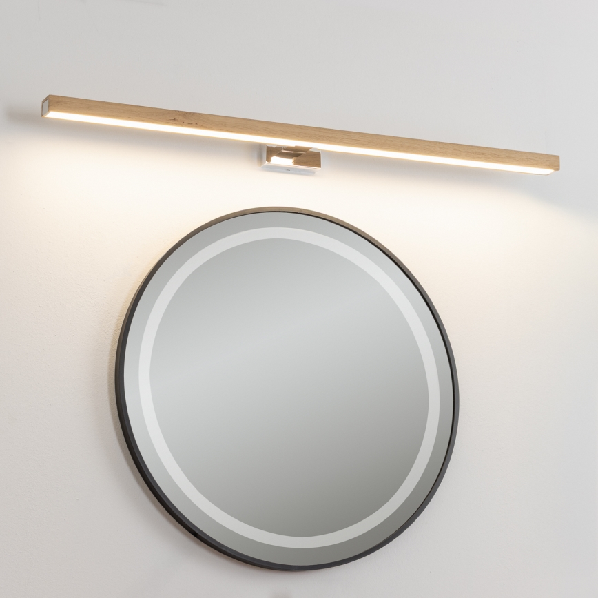 Brilagi - Светодиодная подсветка для зеркала в ванной комнате WOODY MIRROR LED/15W/230V 90 см IP44 дуб/блестящий хром