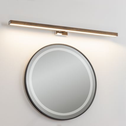 Brilagi - Светодиодная подсветка для зеркала в ванной комнате WOODY MIRROR LED/15W/230V 90 см IP44 дуб орех/блестящий хром