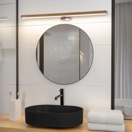 Brilagi - Светодиодная подсветка для зеркала в ванной комнате WOODY MIRROR LED/15W/230V 90 см IP44 дуб орех/блестящий хром