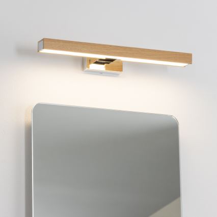 Brilagi - Светодиодная подсветка для зеркала в ванной комнате WOODY MIRROR LED/8W/230V 40 см IP44 дуб/блестящий хром
