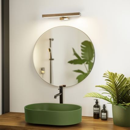 Brilagi - Светодиодная подсветка для зеркала в ванной комнате WOODY MIRROR LED/8W/230V 40 см IP44 дуб орех/блестящий хром