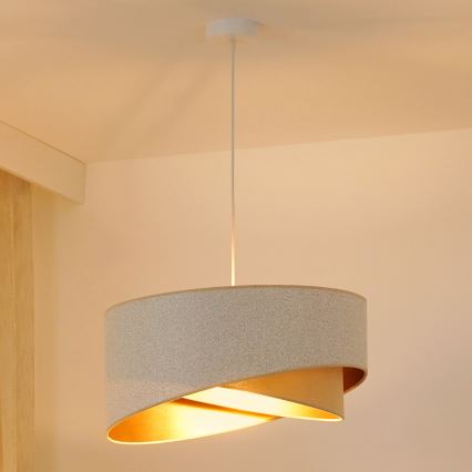 Brilagi - Светодиодная подвесная люстра LYRA 1xE27/15W/230V белый/бежевый/золотистый
