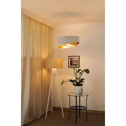 Brilagi - Светодиодная подвесная люстра LYRA 1xE27/15W/230V белый/бежевый/золотистый