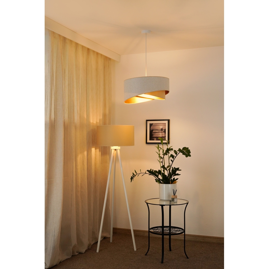 Brilagi - Светодиодная подвесная люстра LYRA 1xE27/15W/230V белый/бежевый/золотистый