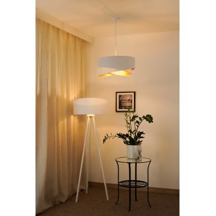 Brilagi - Светодиодная подвесная люстра LYRA 1xE27/15W/230V белый/золотистый