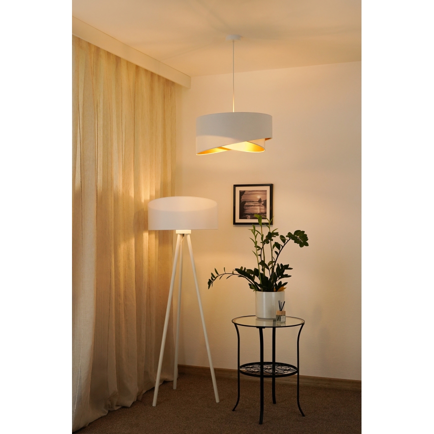 Brilagi - Светодиодная подвесная люстра LYRA 1xE27/15W/230V белый/золотистый