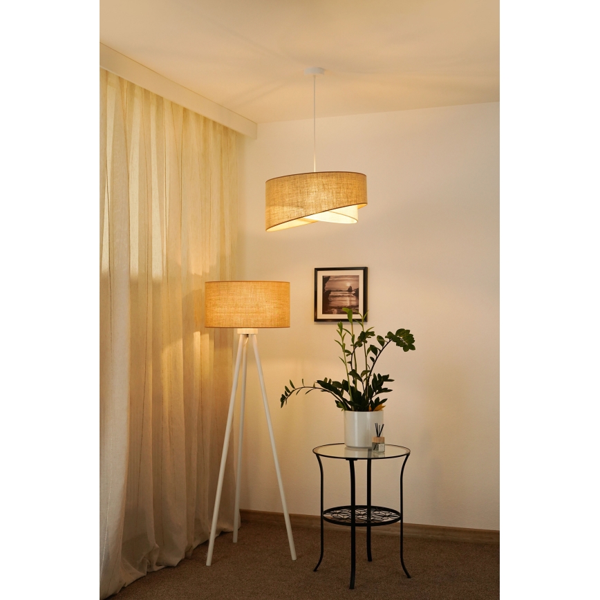 Brilagi - Светодиодная подвесная люстра LYRA 1xE27/15W/230V бежевый/кремовый