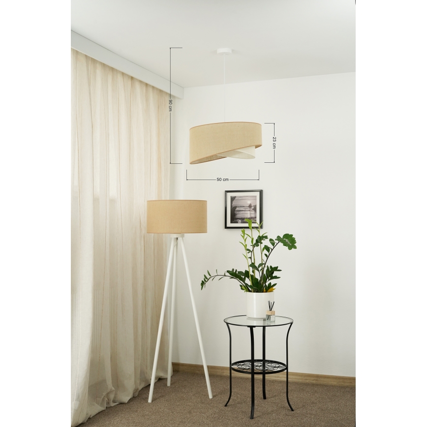 Brilagi - Светодиодная подвесная люстра LYRA 1xE27/15W/230V бежевый/кремовый