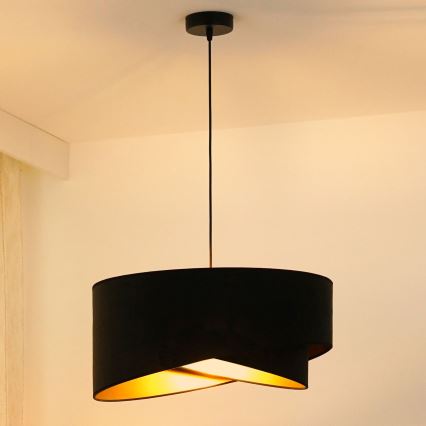Brilagi - Светодиодная подвесная люстра LYRA 1xE27/15W/230V черный/золотистый