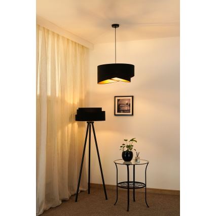 Brilagi - Светодиодная подвесная люстра LYRA 1xE27/15W/230V черный/золотистый