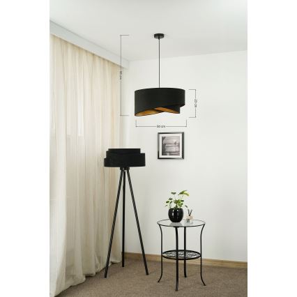 Brilagi - Светодиодная подвесная люстра LYRA 1xE27/15W/230V черный/золотистый