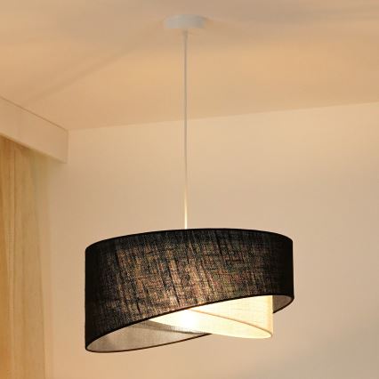 Brilagi - Светодиодная подвесная люстра LYRA 1xE27/15W/230V черный/кремовый