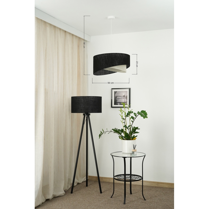Brilagi - Светодиодная подвесная люстра LYRA 1xE27/15W/230V черный/кремовый