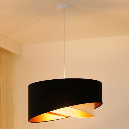 Brilagi - Светодиодная подвесная люстра LYRA 1xE27/15W/230V черный/кремовый/золотистый