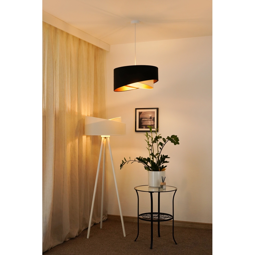 Brilagi - Светодиодная подвесная люстра LYRA 1xE27/15W/230V черный/кремовый/золотистый