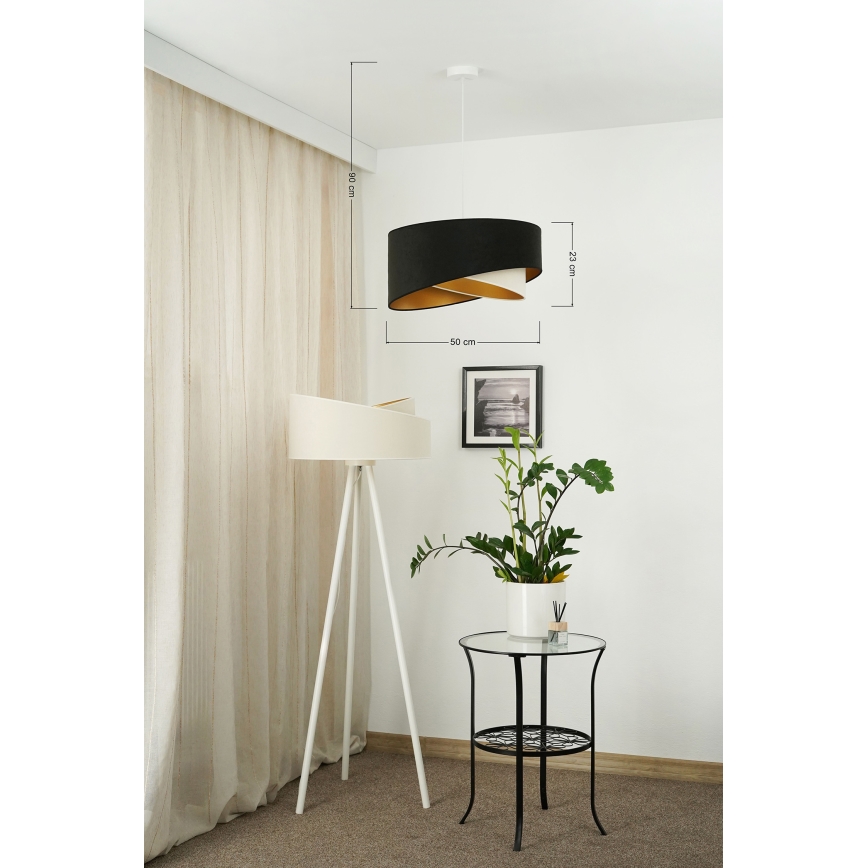 Brilagi - Светодиодная подвесная люстра LYRA 1xE27/15W/230V черный/кремовый/золотистый