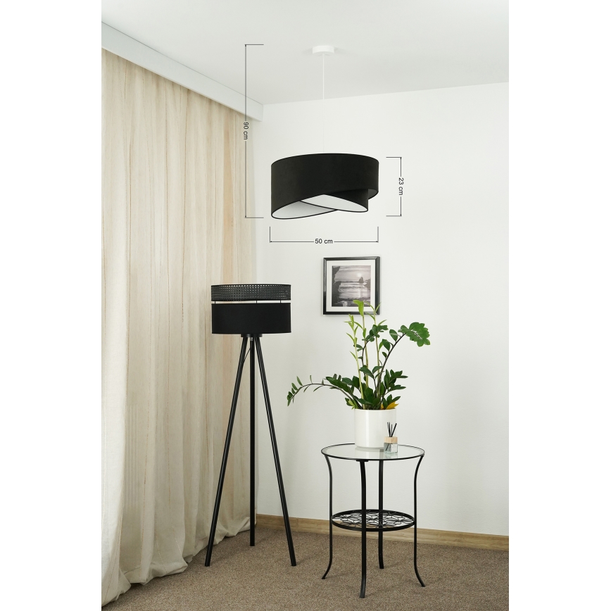 Brilagi - Светодиодная подвесная люстра LYRA 1xE27/15W/230V черный/белый